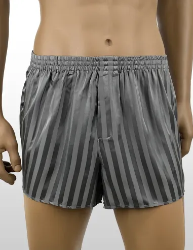 Boxer en Soie Jacquard Stripe Steelgrey